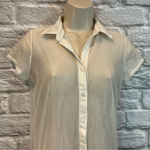 AA Cali Sun & Fun Shiny Mesh Button Up Dress Size XS/S - Picture 4 of 14